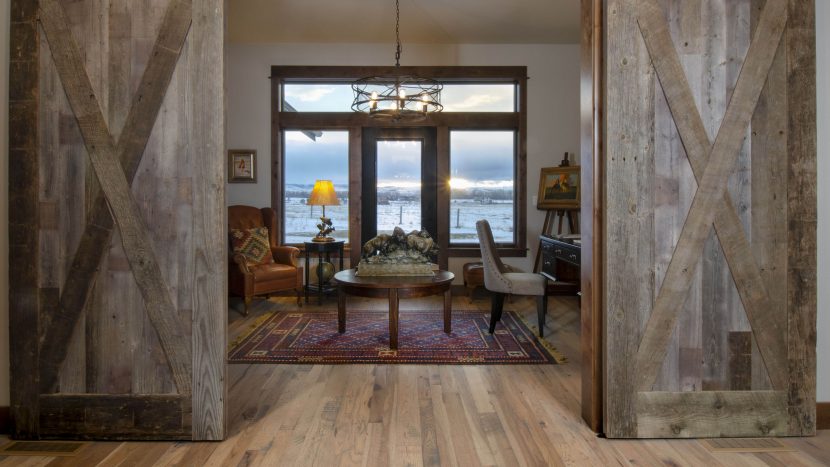 Gray Hickory Hardwood Flooring in the Office with a Skip Planed Texture