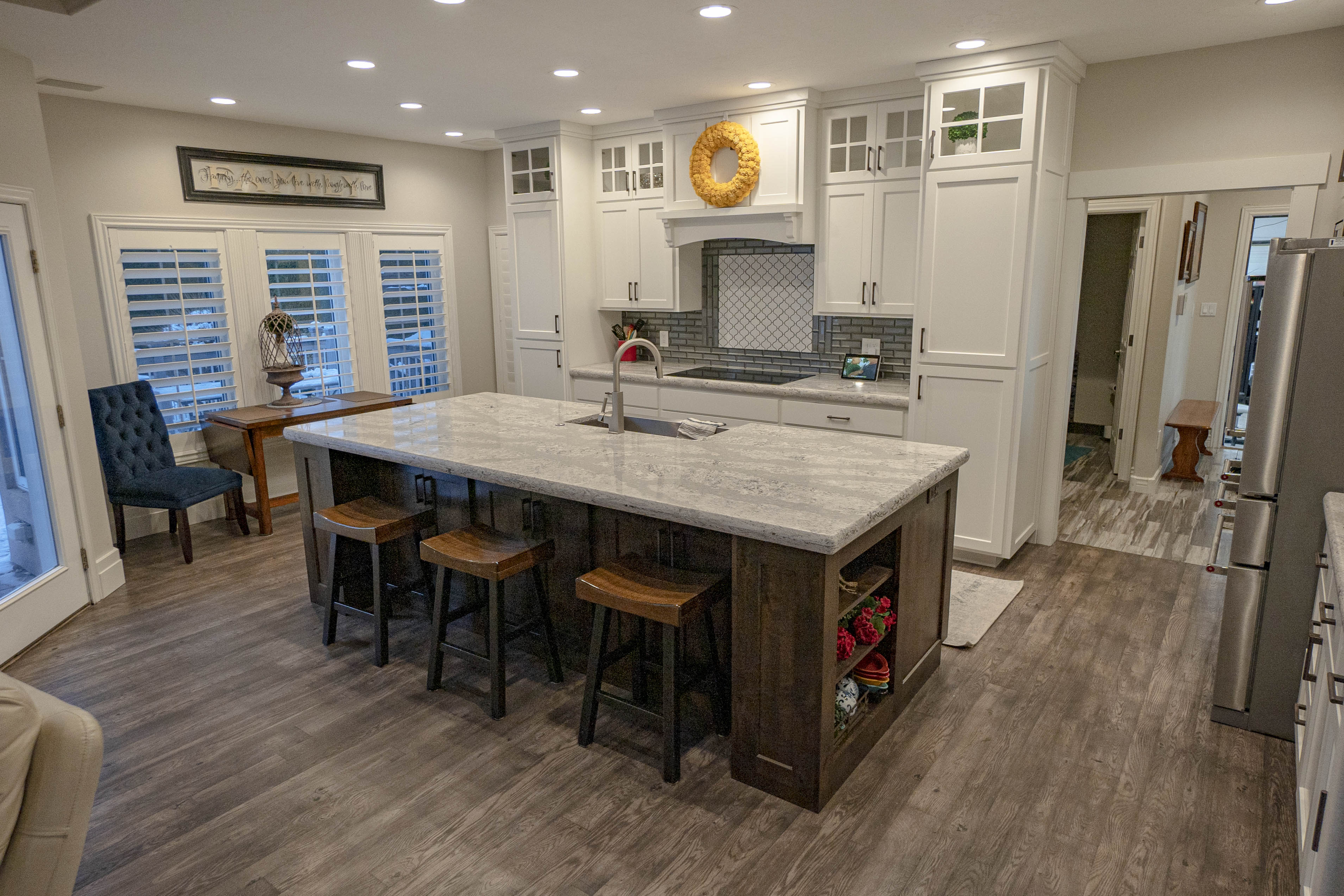 Alpine Original Grade Skip Band Plus White Oak Whitewash Stained Kitchen