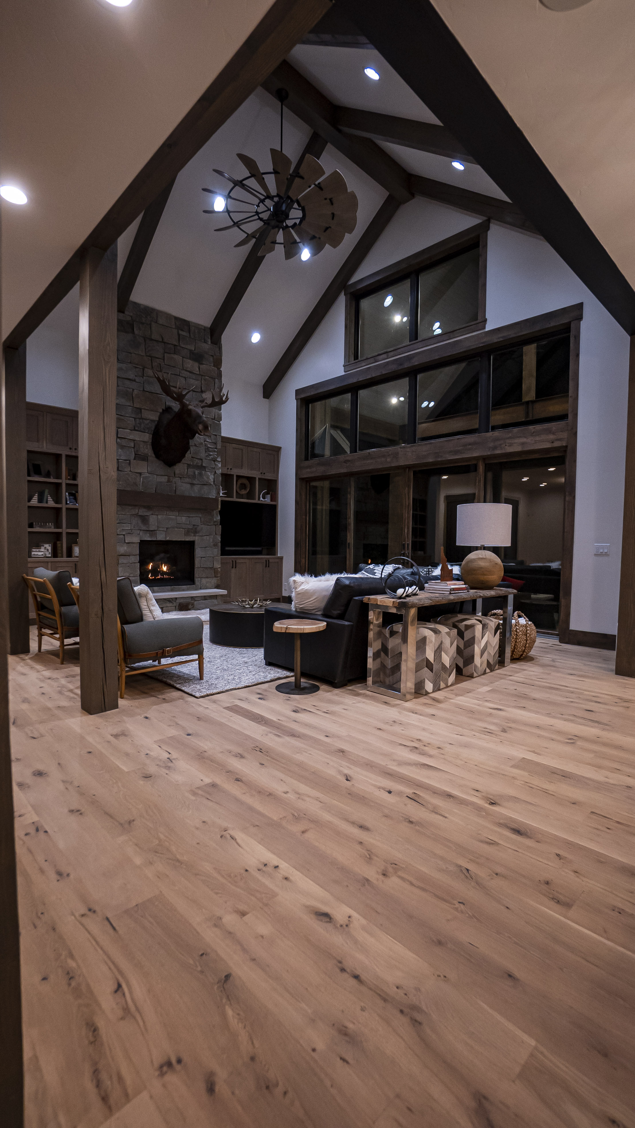 Alpine Original Grade Wire Brushed Live Sawn White Oak Great Room